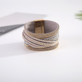 Multi-layer rivet bead diamond leather bracelet Multi-color alloy magnet buckle bracelet