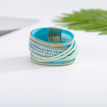Multi-layer rivet bead diamond leather bracelet Multi-color alloy magnet buckle bracelet