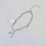 Stainless steel double-layer moon octagonal star splicing chain bracelet