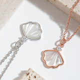 Shell diamond pendant copper necklace