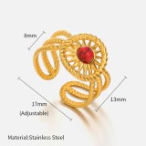 Natural stone stainless steel opening adjustable ring