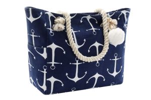 Navy boat wool ball anchor canvas beach travel hand bag swimming suit storage wash bag