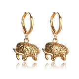 Elephant five-pointed star hollow copper zircon earrings