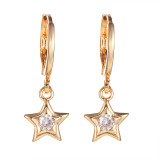 Star Moon Love Zircon Copper Earrings