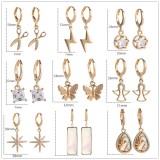 Lightning Scissors Starlight Zircon Copper Earrings