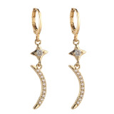 Star moon butterfly lightning zircon copper earrings