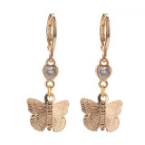 Simple geometry love zircon copper earrings star moon earrings jewelry