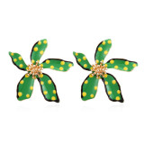 Wave drop oil flower earrings