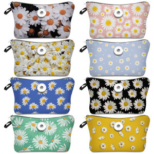 Small Daisy Makeup Bag Multi-functional Dumpling Storage Wash Bag fit 20mm snaps chunks Snaps button jewelry wholesale