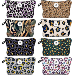 Leopard print Makeup Bag Multi-functional Dumpling Storage Wash Bag fit 20mm snaps chunks Snaps button jewelry wholesale