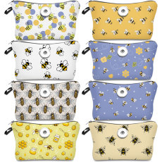 Honeybee print Makeup Bag Multi-functional Dumpling Storage Wash Bag fit 20mm snaps chunks Snaps button jewelry wholesale