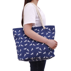 White Horse New Fashion Simple Canvas Bag Large Capacity Shopping Handbag