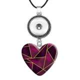 10 styles love resin Colorful pattern Painted Love shape Metal Pendant  20MM Snaps button jewelry wholesale