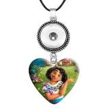 10 styles love resin Disney princess Painted Love shape Metal Pendant  20MM Snaps button jewelry wholesale