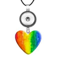 10 styles love resin  pattern Painted Love shape Metal Pendant  20MM Snaps button jewelry wholesale