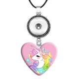 10 styles love Unicorn resin Painted Metal Pendant  20MM Snaps button jewelry wholesale