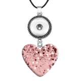 10 styles love resin Flash powder pattern Painted Love shape Metal Pendant  20MM Snaps button jewelry wholesale
