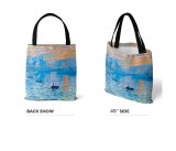 Monet Sunrise Impressionist Oil Painting Digital Printing Canvas Bag