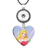 10 styles love resin Disney princess Painted Love shape Metal Pendant  20MM Snaps button jewelry wholesale