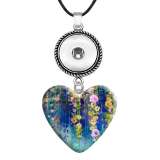 10 styles love resin Flower tree pattern Painted Love shape Metal Pendant  20MM Snaps button jewelry wholesale