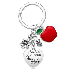 Stainless steel key ring letter owl key ring flower teacher's day gift