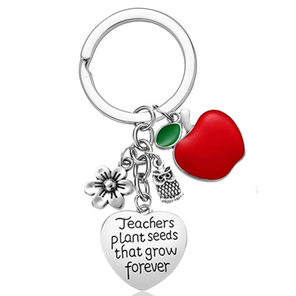 Stainless steel key ring letter owl key ring flower teacher's day gift