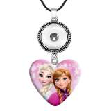 10 styles love resin Disney princess Painted Love shape Metal Pendant  20MM Snaps button jewelry wholesale