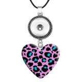 10 styles love resin Leopard print  pattern Painted Love shape Metal Pendant  20MM Snaps button jewelry wholesale