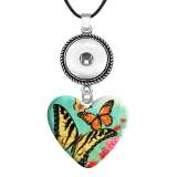 10 styles love resin Butterfly Painted Love shape Metal Pendant  20MM Snaps button jewelry wholesale