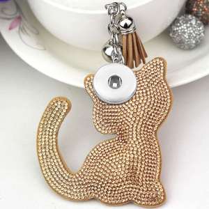 20MM Snaps button jewelry wholesale Korean velvet inlaid diamond cute cat tassel key chain
