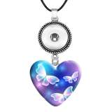 10 styles love resin Butterfly Painted Love shape Metal Pendant  20MM Snaps button jewelry wholesale