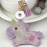 20MM Snaps button jewelry wholesale Cartoon unicorn tassel key chain