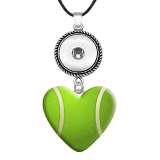 10 styles love resin Basketball Volleyball Baseball Rugby Painted Love shape Metal Pendant  20MM Snaps button jewelry wholesale