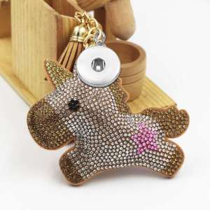 20MM Snaps button jewelry wholesale Cartoon unicorn tassel key chain