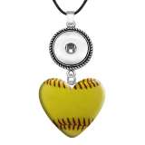 10 styles love resin Basketball Volleyball Baseball Rugby Painted Love shape Metal Pendant  20MM Snaps button jewelry wholesale