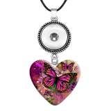 10 styles love resin Butterfly Painted Love shape Metal Pendant  20MM Snaps button jewelry wholesale