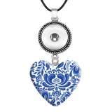 10 styles love resin Blue Flower  Painted Love shape Metal Pendant  20MM Snaps button jewelry wholesale