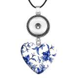 10 styles love resin Blue Flower  Painted Love shape Metal Pendant  20MM Snaps button jewelry wholesale