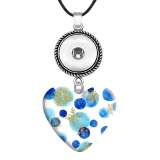 10 styles love resin Flower Painted Love shape Metal Pendant  20MM Snaps button jewelry wholesale