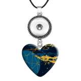 10 styles love resin Blue cell pattern Painted Love shape Metal Pendant  20MM Snaps button jewelry wholesale