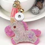 20MM Snaps button jewelry wholesale Cartoon unicorn tassel key chain