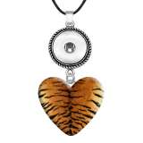 10 styles love resin Leopard print Painted Love shape Metal Pendant  20MM Snaps button jewelry wholesale