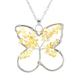 Hand-wound butterfly life tree natural stone necklace