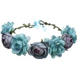 Simulated rose bride seaside holiday flower wreath hair headband