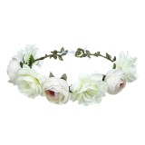 Simulated rose bride seaside holiday flower wreath hair headband