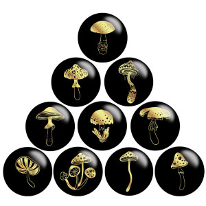 20MM mushroom  Print  glass snaps buttons