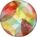 20MM color Transparent leaves Print  glass snaps buttons