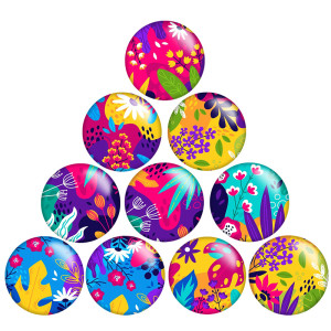 20MM color  Flower Print  glass snaps buttons