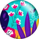 20MM color  Flower Print  glass snaps buttons