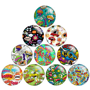 20MM boom OH words pattern  Print  glass snaps buttons